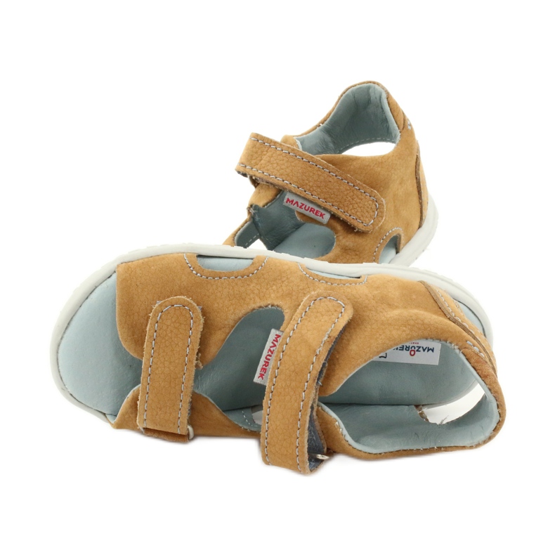 Sandale cu velcro Mazurek 314 camel multicolor galben 4