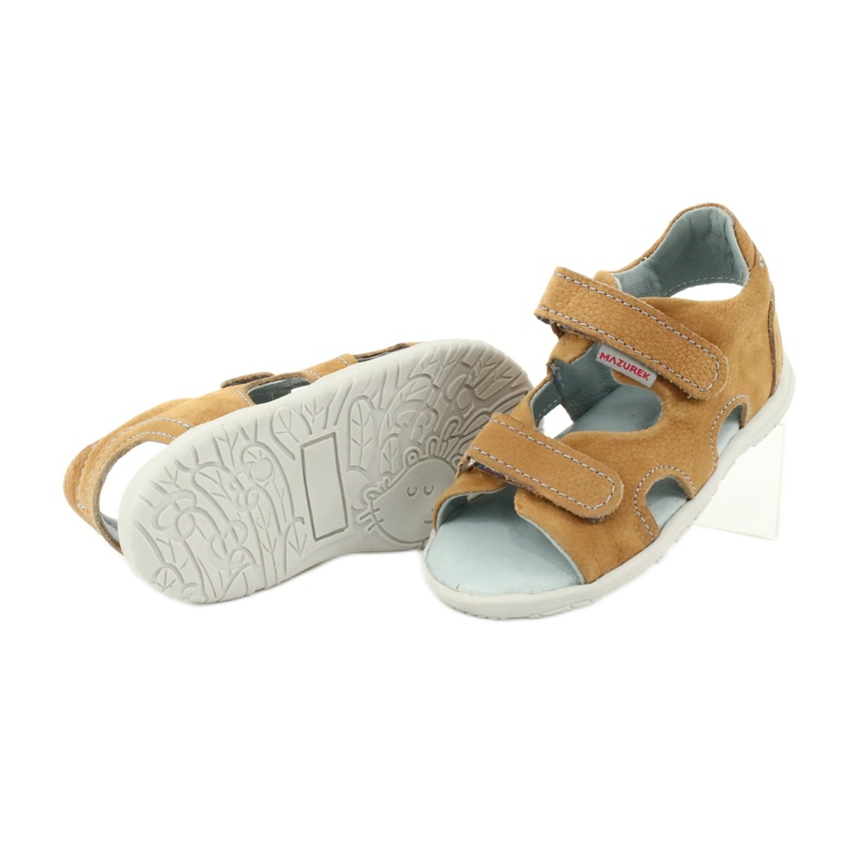 Sandale cu velcro Mazurek 314 camel multicolor galben 3