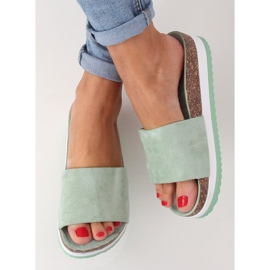 Papuci de culoare acvamarină pentru femei CK184P Verde 1