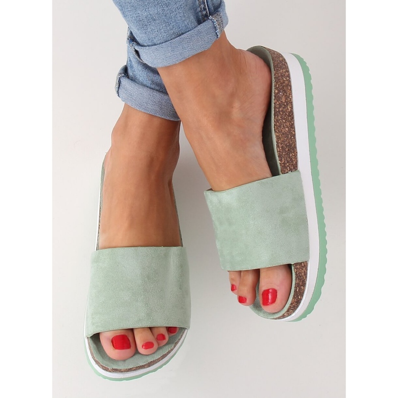 Papuci de culoare acvamarină pentru femei CK184P Verde 1