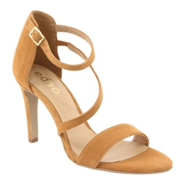 Edeo Sandale din piele pentru femei pe Szpilka 3344 nepoliticos galben 1