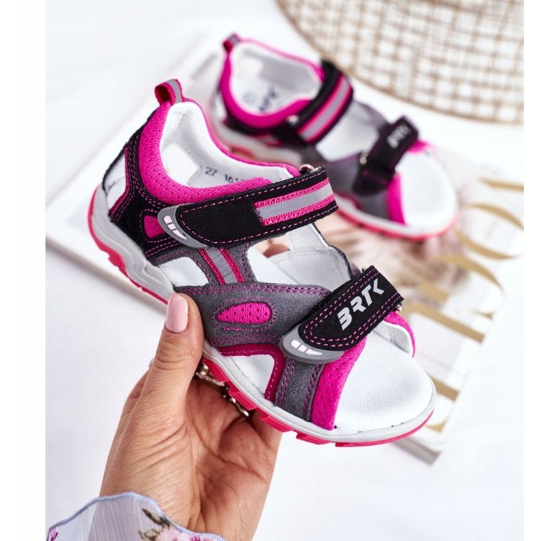 Bartek S.A. Sandale pentru copii pentru fete Profilactic Bartek T-16176-7 / 77G negru roz gri 2