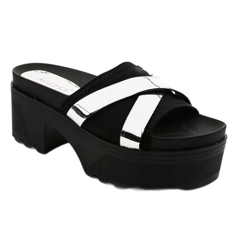 Papuci negri cu toc înalt CL-3A309-43 negru 1