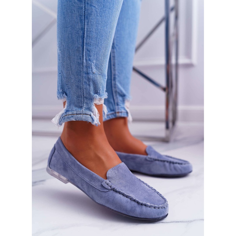 Mocasini de damă Sergio Leone Suede Albastru deschis Iarnat 1