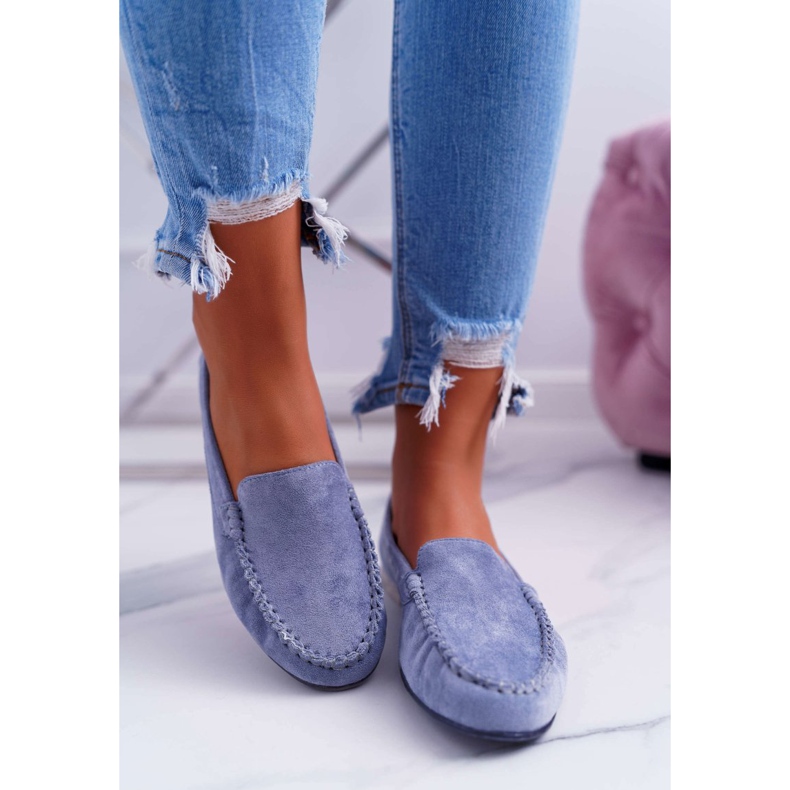 Mocasini de damă Sergio Leone Suede Albastru deschis Iarnat 2