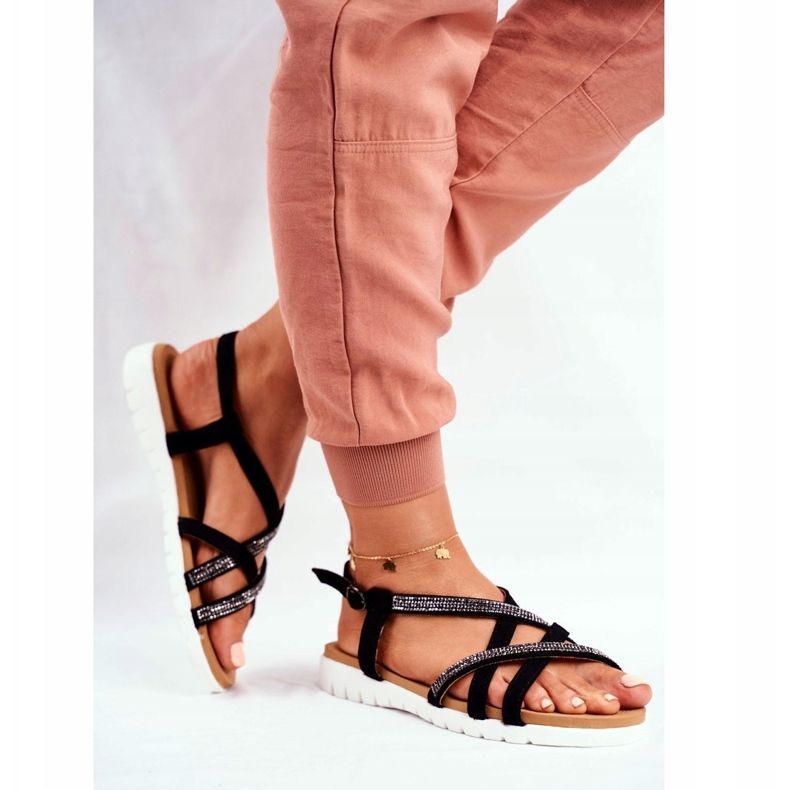 Sandale de damă Lu Boo Cu zirconiu cubic 406-6 Feen negru 1