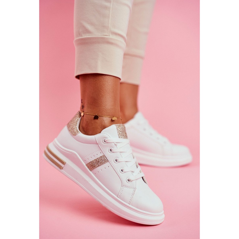 Încălțăminte sport pentru femei Alb aur sclipici Narval galben 1