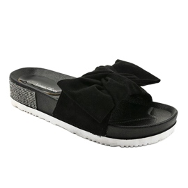 Papuci casual negri cu funda LW-10 negru 1