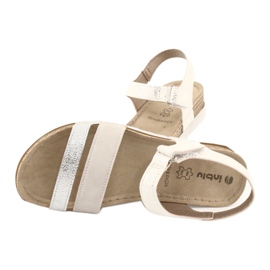 Sandale cu inserție de piele Inblu Argento OF019 alb gri 4