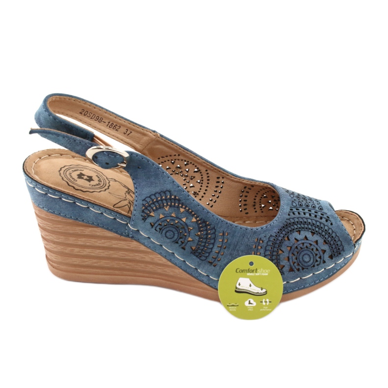 Evento Sandale confortabile cu pană 20SD98-1862 albastru 5 Evento Sandale confortabile cu pană 20SD98-1862 albastru 5