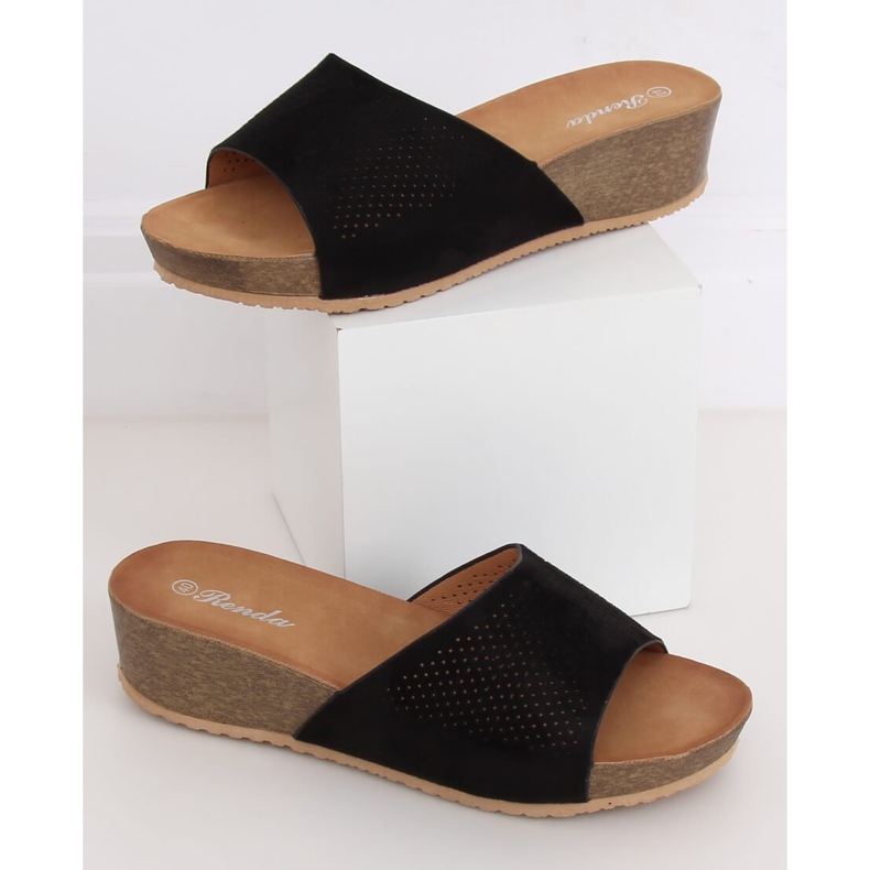 Papuci negri pe o pană mică negru 10-238 Negru 1