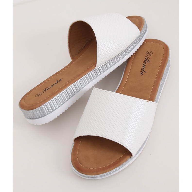 Papuci albi pentru femei BQ-66 Alb 2