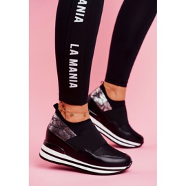 Pantofi sport pentru femei, alunecare pe pene, negru, rece 1