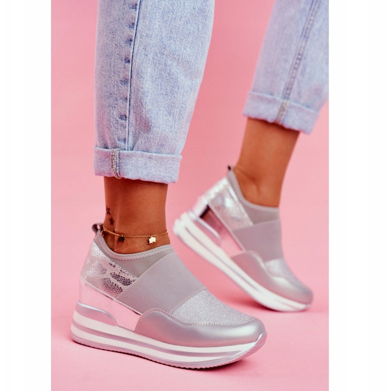 Pantofi sport pentru femei Slip On Wedge Grey Cold Play gri 2