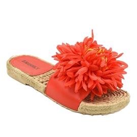 Flip-flops roșii cu espadrile cu flori CD-1831 roșu 1 Flip-flops roșii cu espadrile cu flori CD-1831 roșu 1