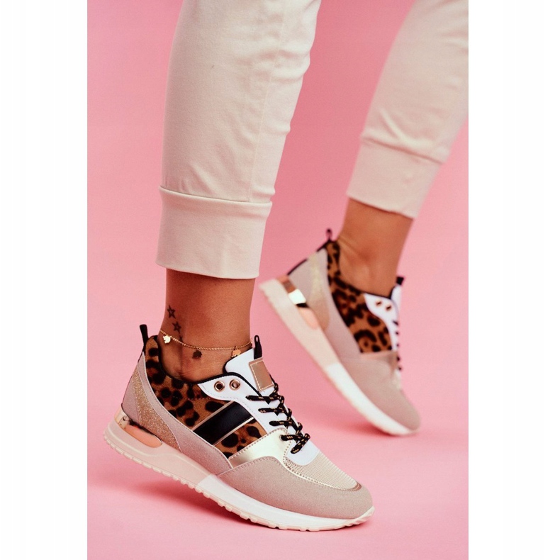 Încălțăminte sport pentru femei Bej Leopard Himme 1