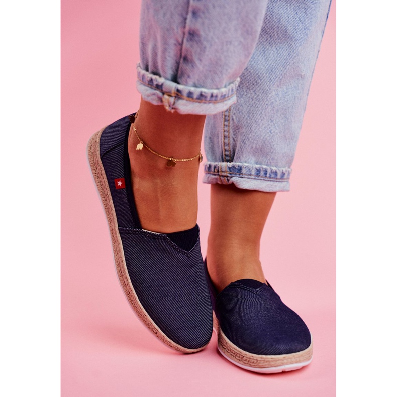 Espadrile pentru femei Big Star Slip-on Blue Navy FF276024 albastru marin 2 Espadrile pentru femei Big Star Slip-on Blue Navy FF276024 albastru marin 2