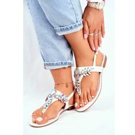 Sandale pentru femei Flip-flops elegante Cristale argintii sub control gri 3