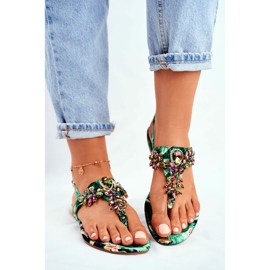 Sandale de damă Flip-flops elegante Cristale Verde Sub Control 1