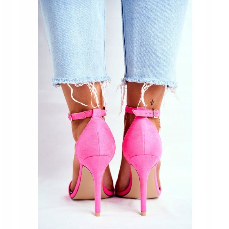 SEA Sandale de damă pe toc înalt Eco-piele de căprioară Fuchsia Liberty roz 2