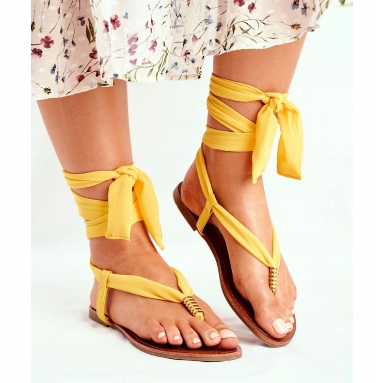 FS1 Sandale de damă Flip-flops Tied Yellow Derryl galben 1