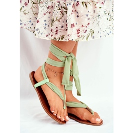 FS1 Sandale de damă Flip-flops Tied Green Derryl verde 1