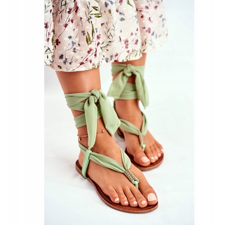 FS1 Sandale de damă Flip-flops Tied Green Derryl verde 2