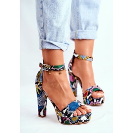 SEA Sandale pentru femei pe toc înalt Șarpe colorat Figaro multicolor 1