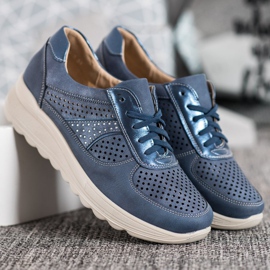 Comer Adidași ajurati pe Paltform albastru 2