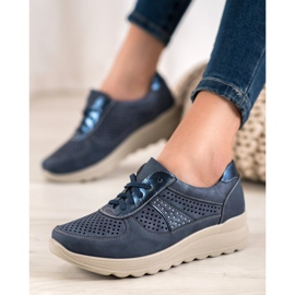Comer Adidași ajurati pe Paltform albastru 4