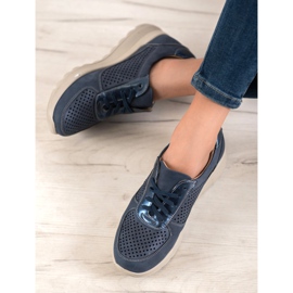 Comer Adidași ajurati pe Paltform albastru 1