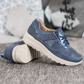 Comer Adidași ajurati pe Paltform albastru 3