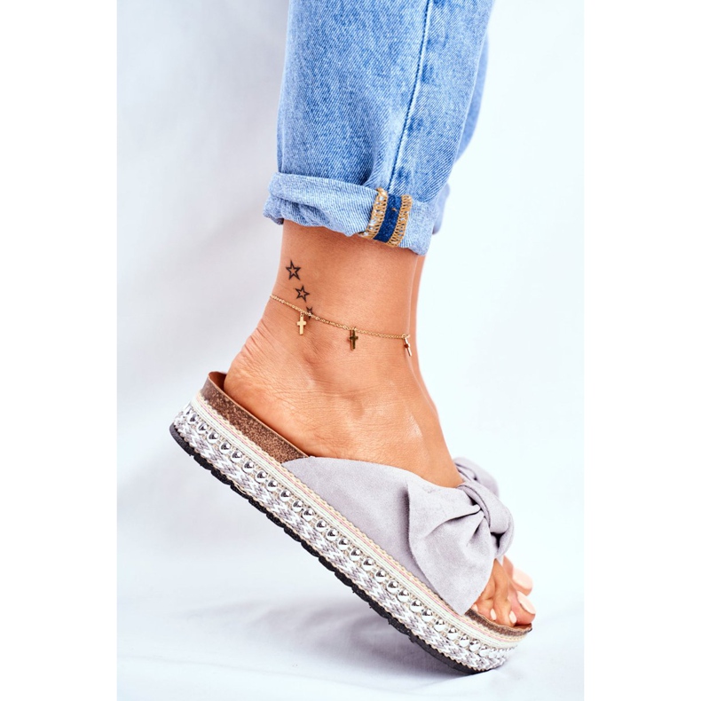 Papuci înalți pentru femei Gri Mortigo 2