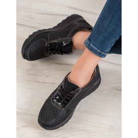 Comer Adidași ajurati pe platformă negru 1