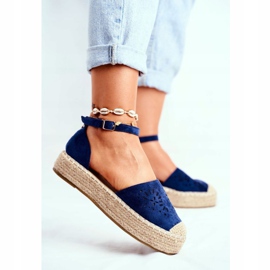 PS1 Espadrile pentru femei pe platforma de in albastru maro Palermo albastru marin 1
