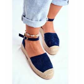 PS1 Espadrile pentru femei pe platforma de in albastru maro Palermo albastru marin 4