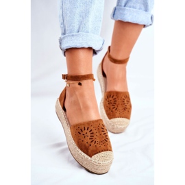 PS1 Espadrile de damă pe platforma de lenjerie Palermo Camel maro 1