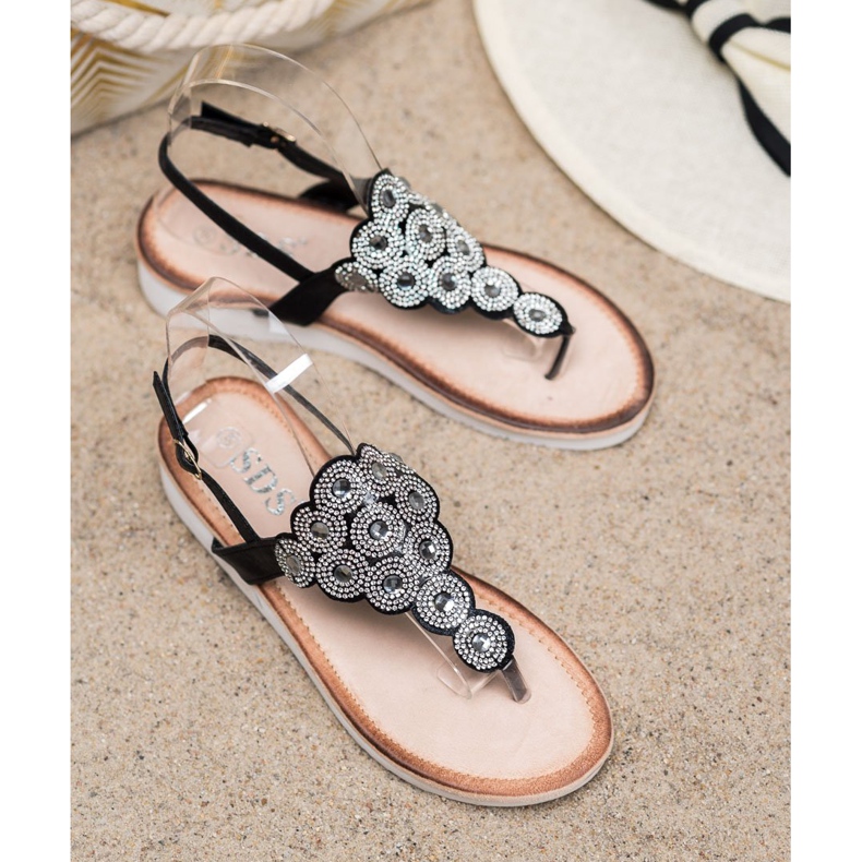 SDS Sandale pe platformă cu decorațiuni negru 2