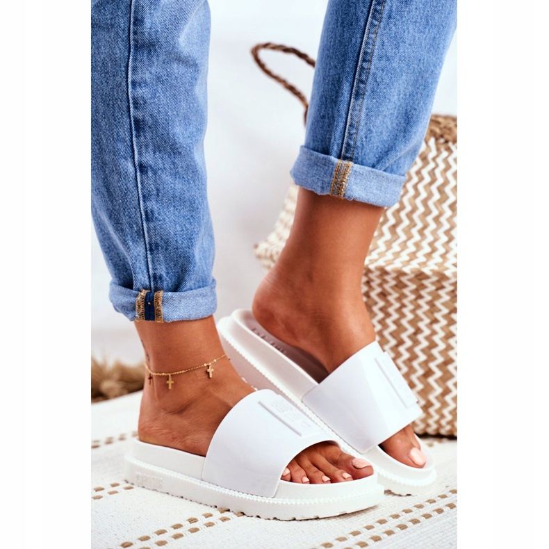 Papuci de casă Big Star pentru femei pe platformă alb FF274812 2