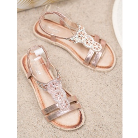 SHELOVET Sandale elegante cu decorațiuni galben 2