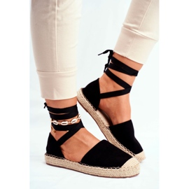 SEA Espadrile pentru femei, legate cu in, Bonjour negru 1