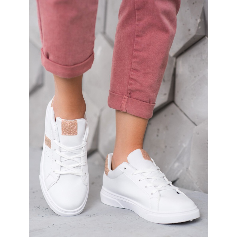 SHELOVET Încălțăminte sport cu sclipici alb 1