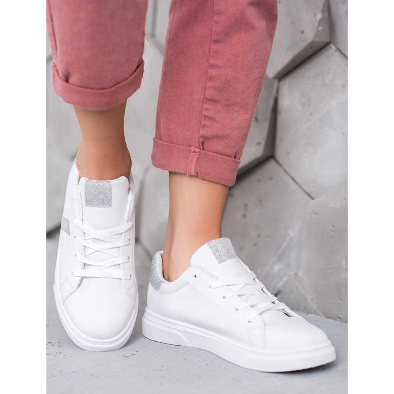 SHELOVET Încălțăminte sport cu sclipici alb 1