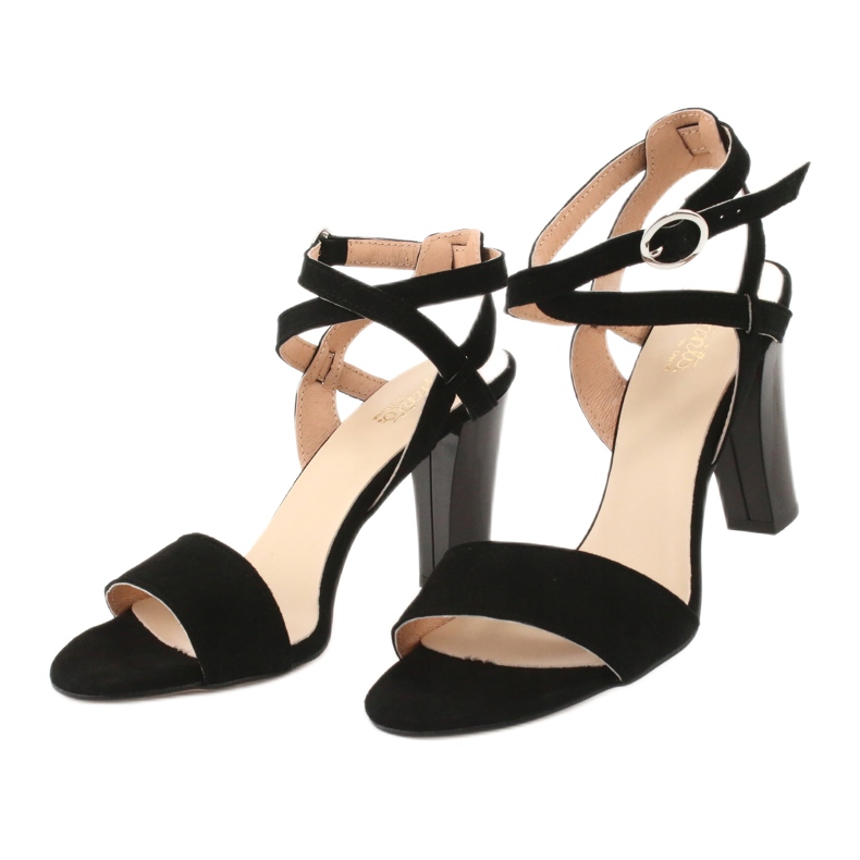 Espinto Sandale pentru femei din piele neagră pe postarea S333/1 negru 2