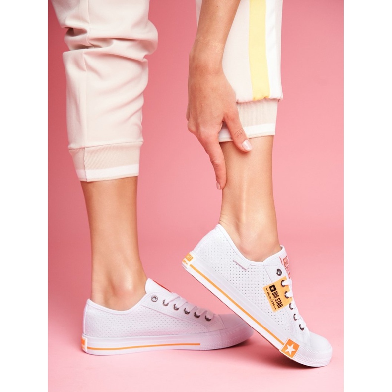 Adidași pentru femei Big Star Openwork White FF274035 alb 1