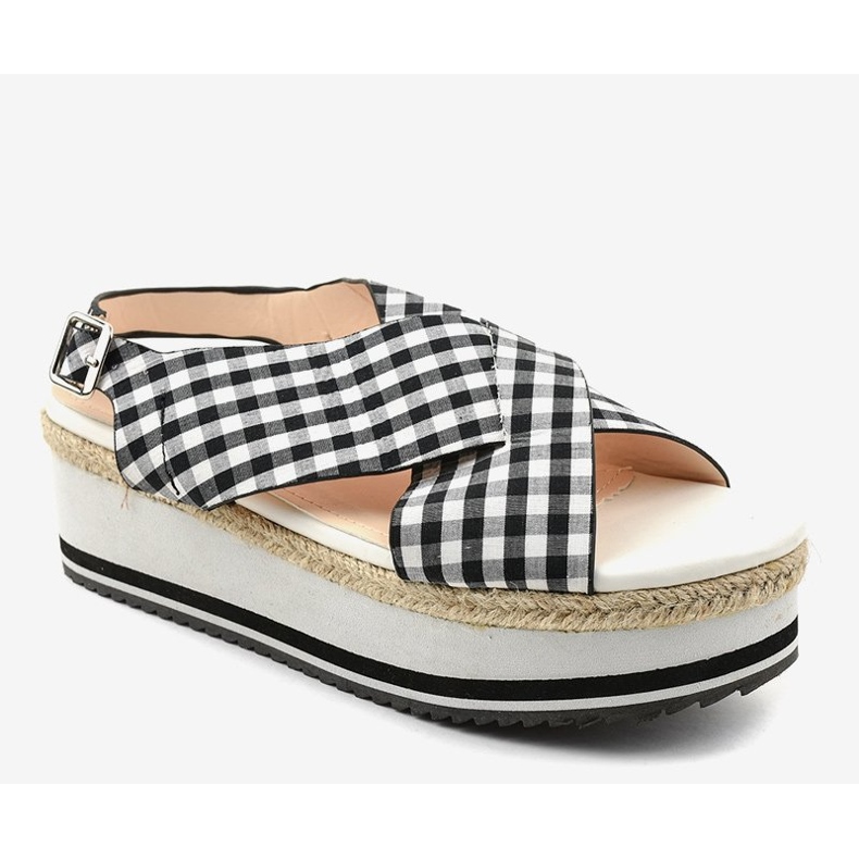 Sandale negre pe platforma 1508-1 alb 1