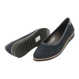 Angello Ballerine din piele pentru femei pe pană 1348 Navy Blue albastru 3