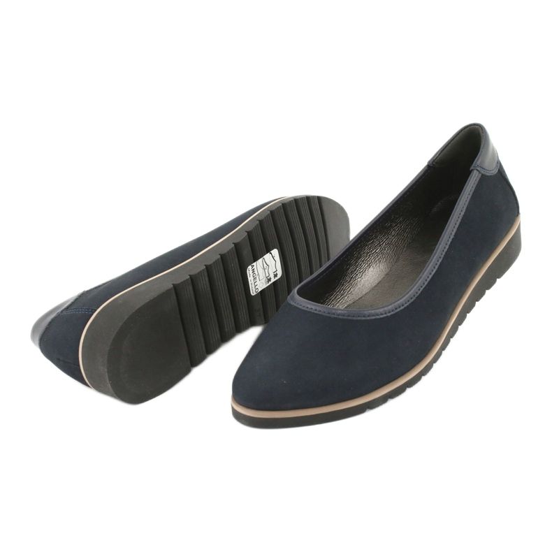 Angello Ballerine din piele pentru femei pe pană 1348 Navy Blue albastru 3