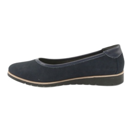 Angello Ballerine din piele pentru femei pe pană 1348 Navy Blue albastru 1