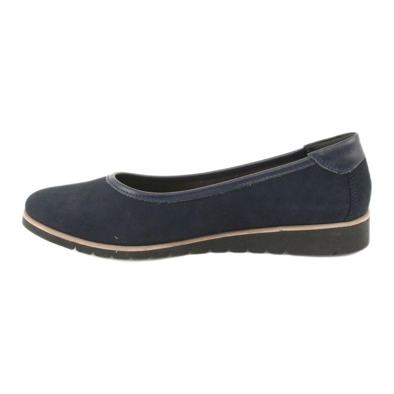 Angello Ballerine din piele pentru femei pe pană 1348 Navy Blue albastru 1